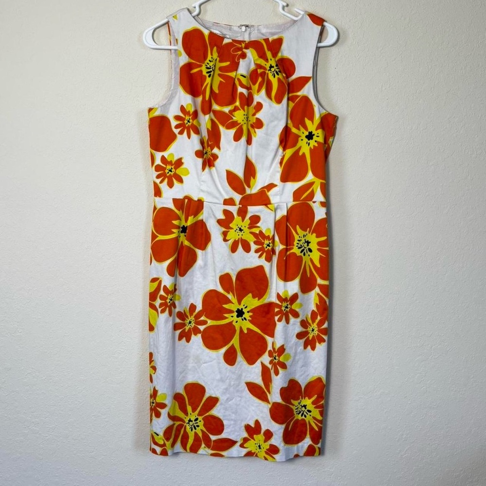 London Times Orange and Yellow Floral Midi Dress